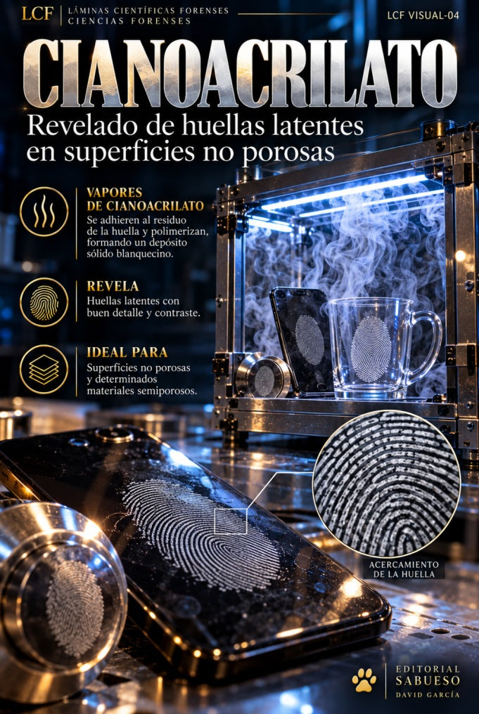 Láminas Forenses: Revelado de Huellas con Cianoacrilato (PDF) | Atlas de Criminalística | Dactiloscopía | Regalo Criminalísta